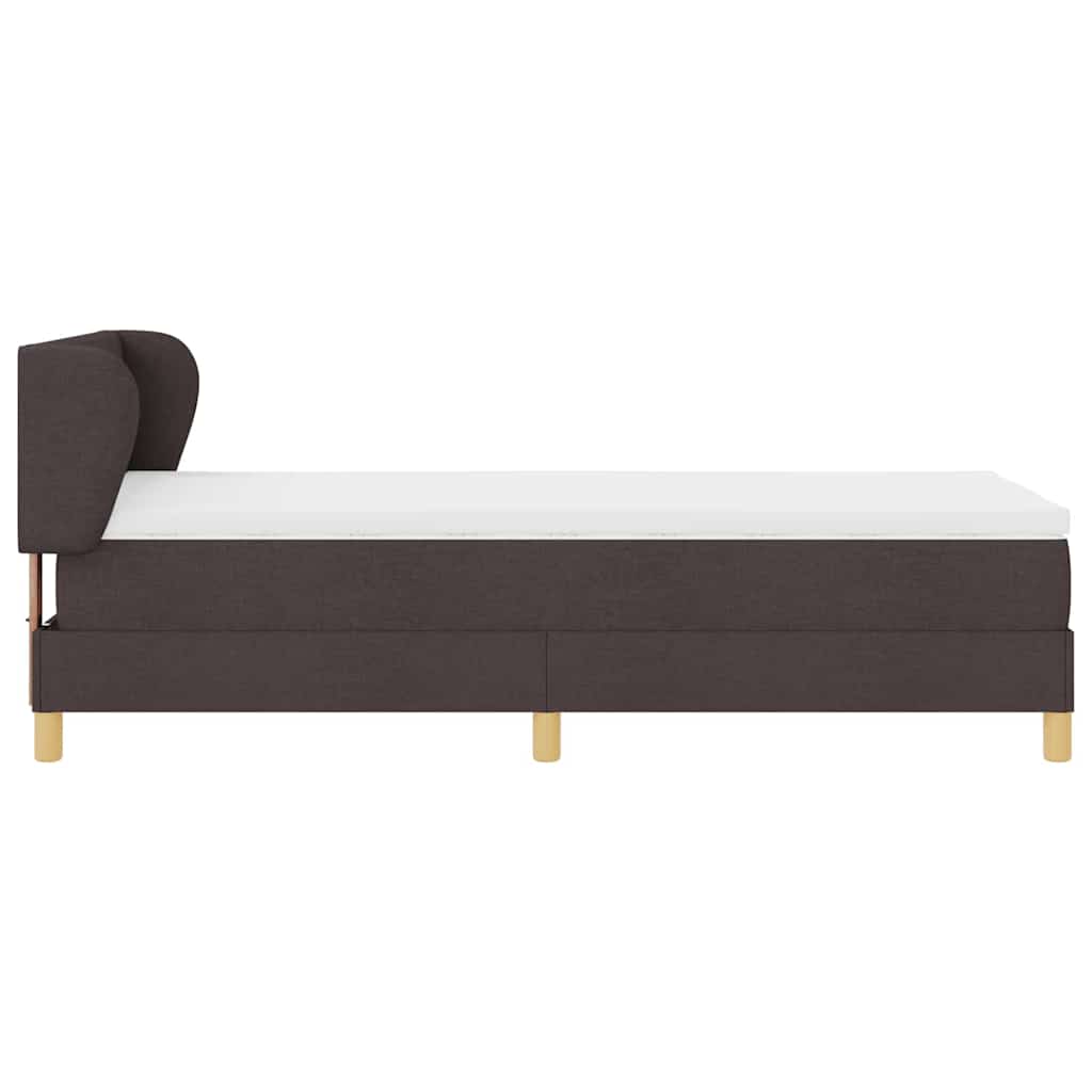 Lit à ressorts avec tête de lit Marron foncé 90 x 190 cm tissu - XIOS