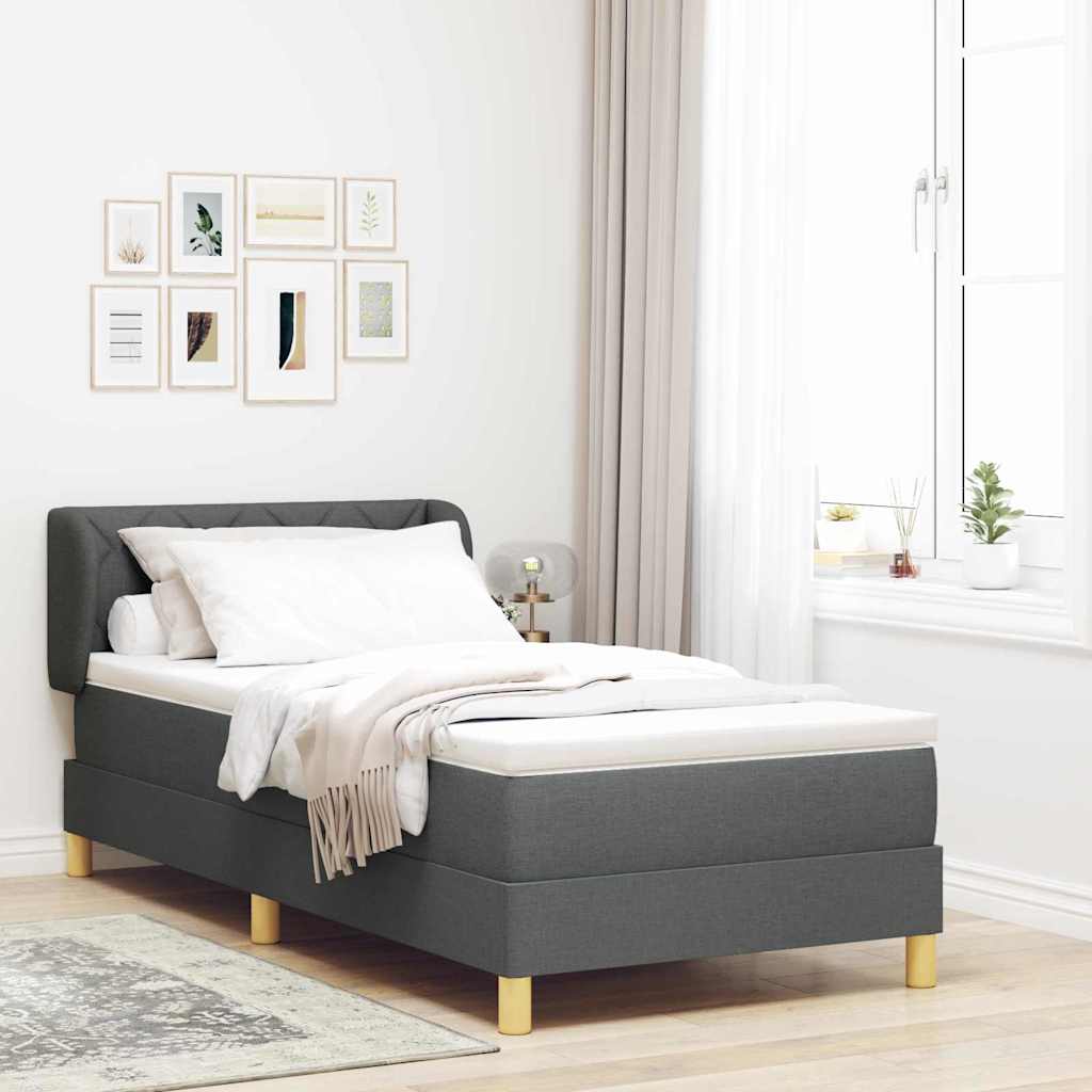 Lit à ressorts avec tête de lit Gris foncé 90 x 200 cm tissu - XIOS