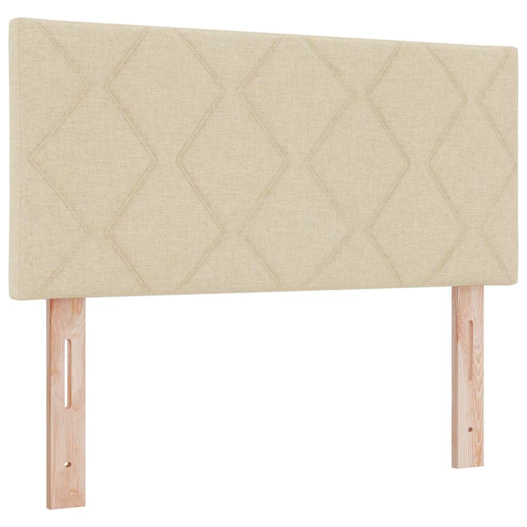 Lit à ressorts avec tête de lit Crème 100 x 200 cm tissu