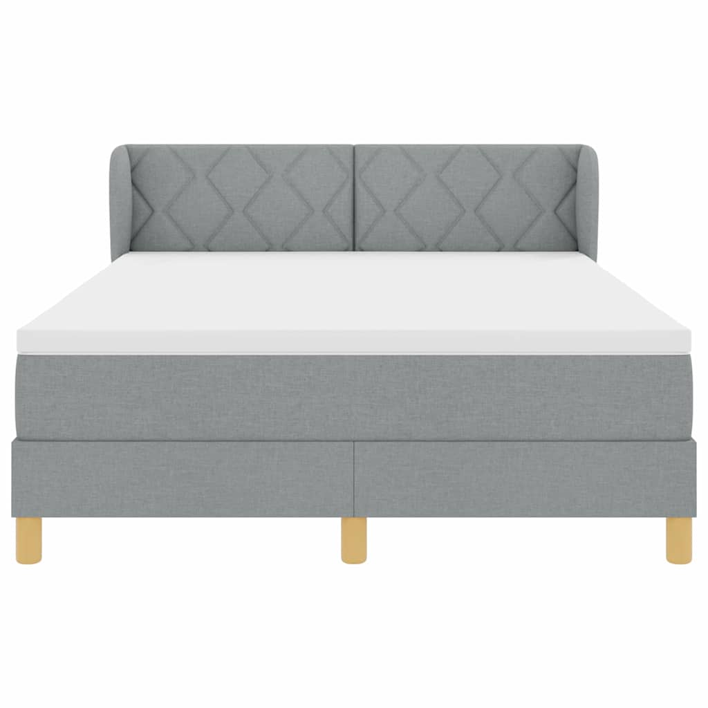 Lit à ressorts avec tête de lit Gris clair 140 x 190 cm tissu