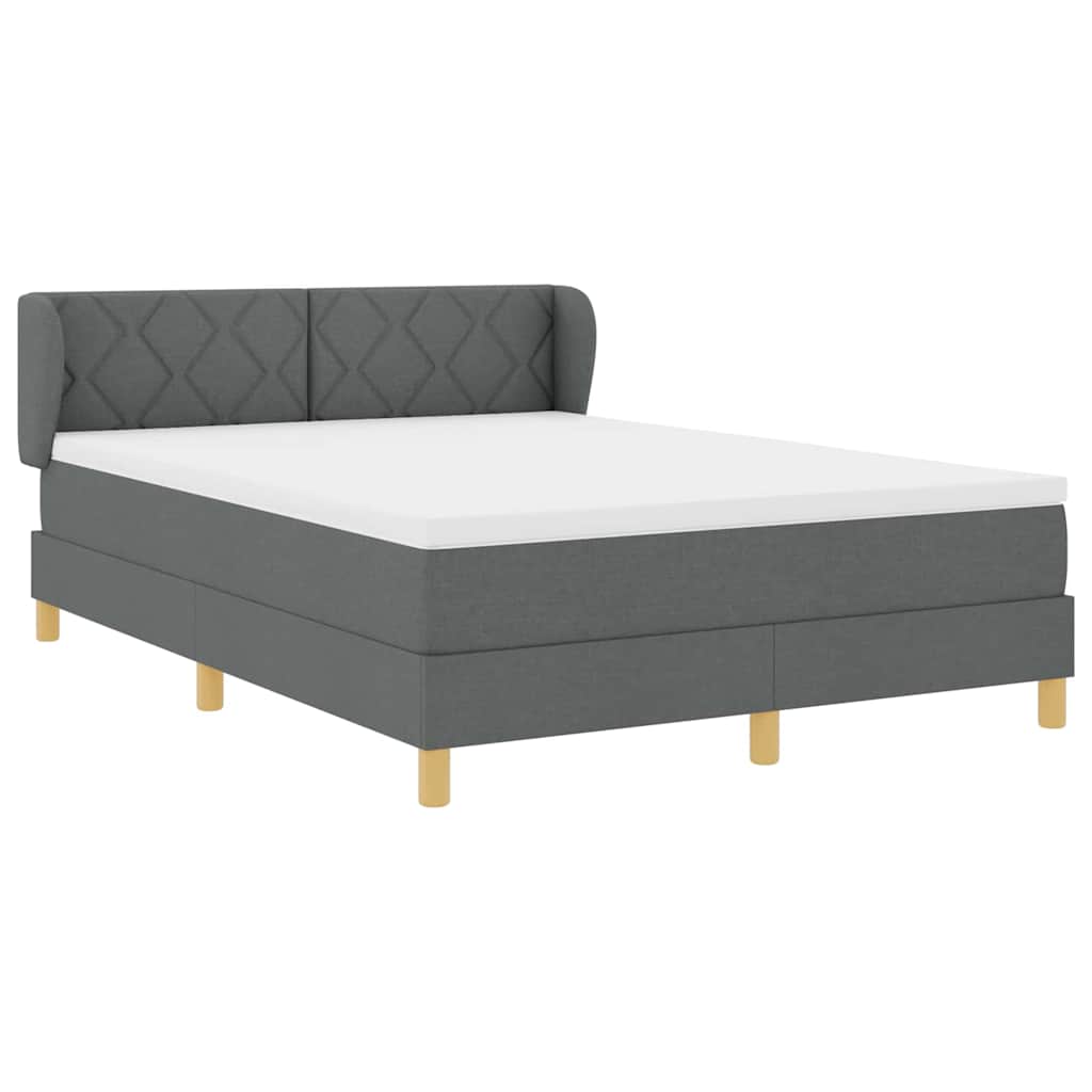 Lit à Ressorts avec Matelas Crème 90x200 cm Tissu Gris foncé - XIOS