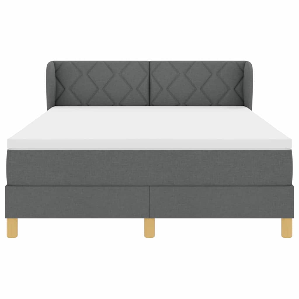 Lit à Ressorts avec Matelas Crème 90x200 cm Tissu Gris foncé - XIOS