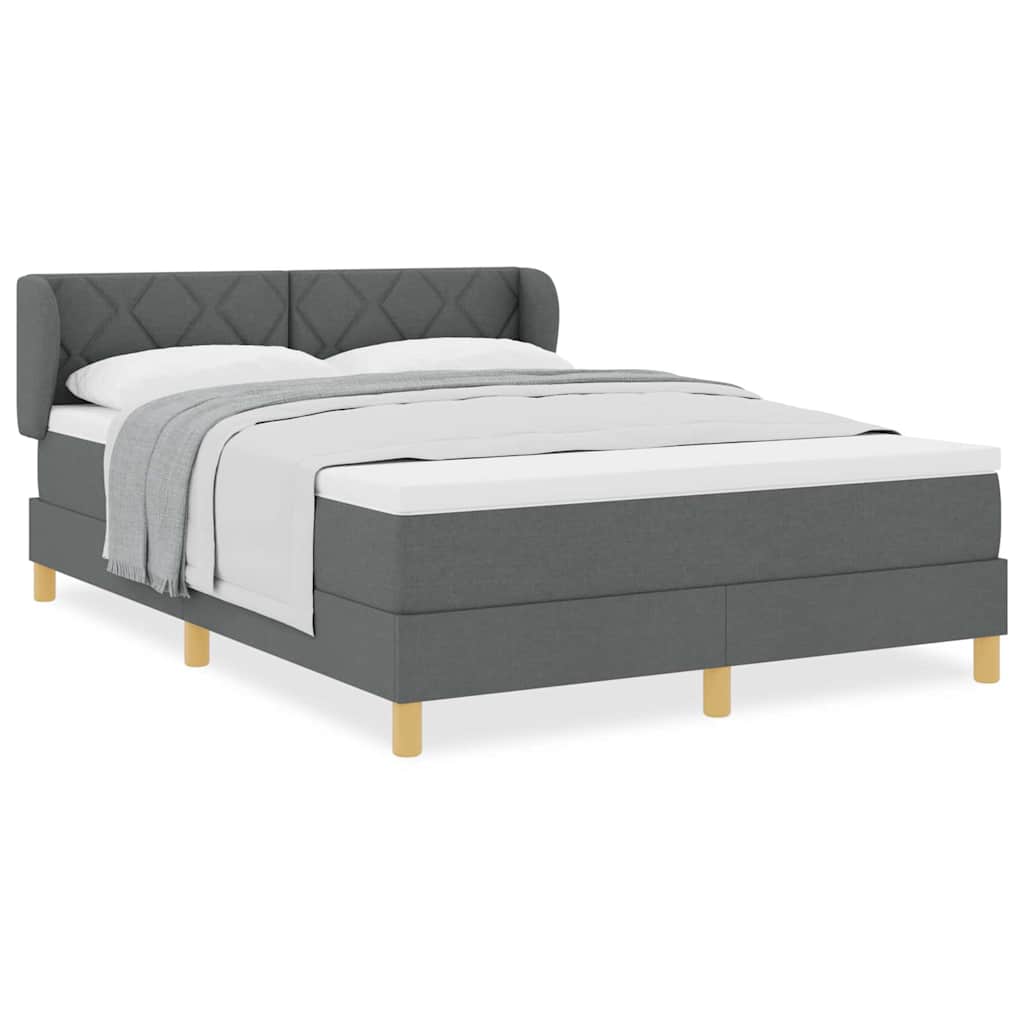 Lit à Ressorts avec Matelas Crème 90x200 cm Tissu Gris foncé - XIOS