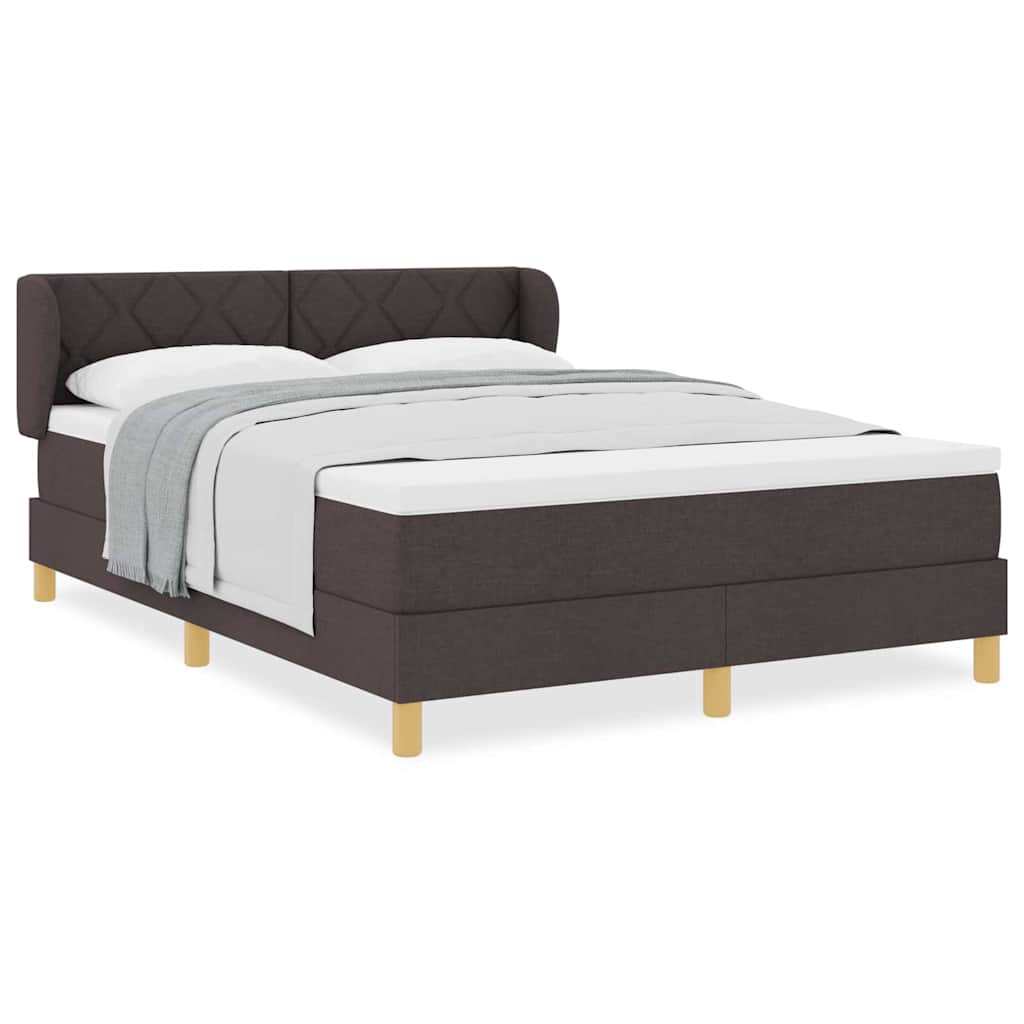 Lit à Ressorts avec Matelas Crème 90x200 cm Tissu Marron foncé - XIOS