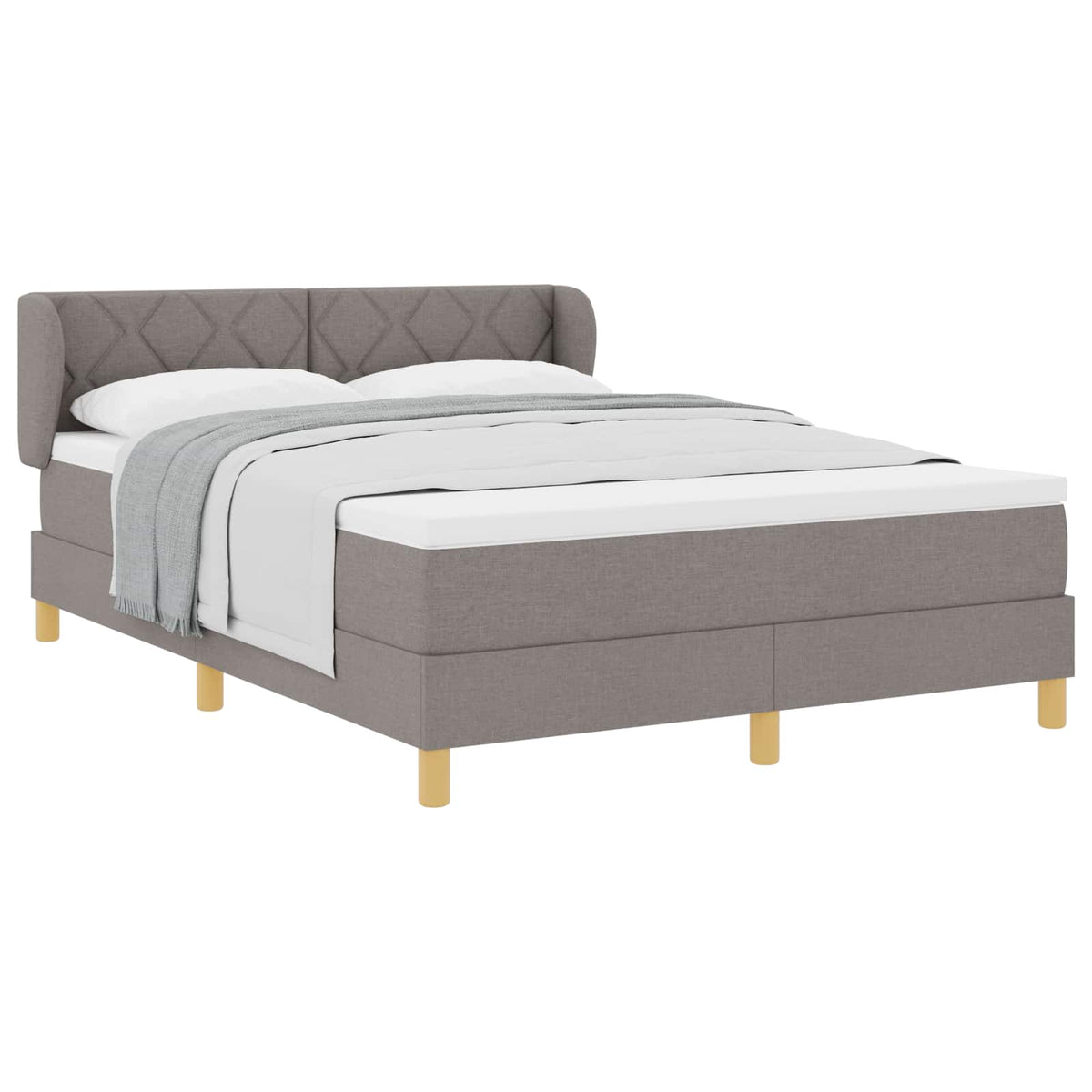 Lit à ressorts avec tête de lit Taupe 140 x 190 cm tissu