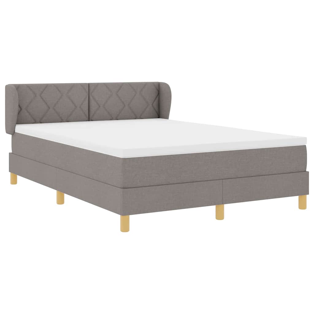Lit à ressorts avec tête de lit Taupe 140 x 190 cm tissu