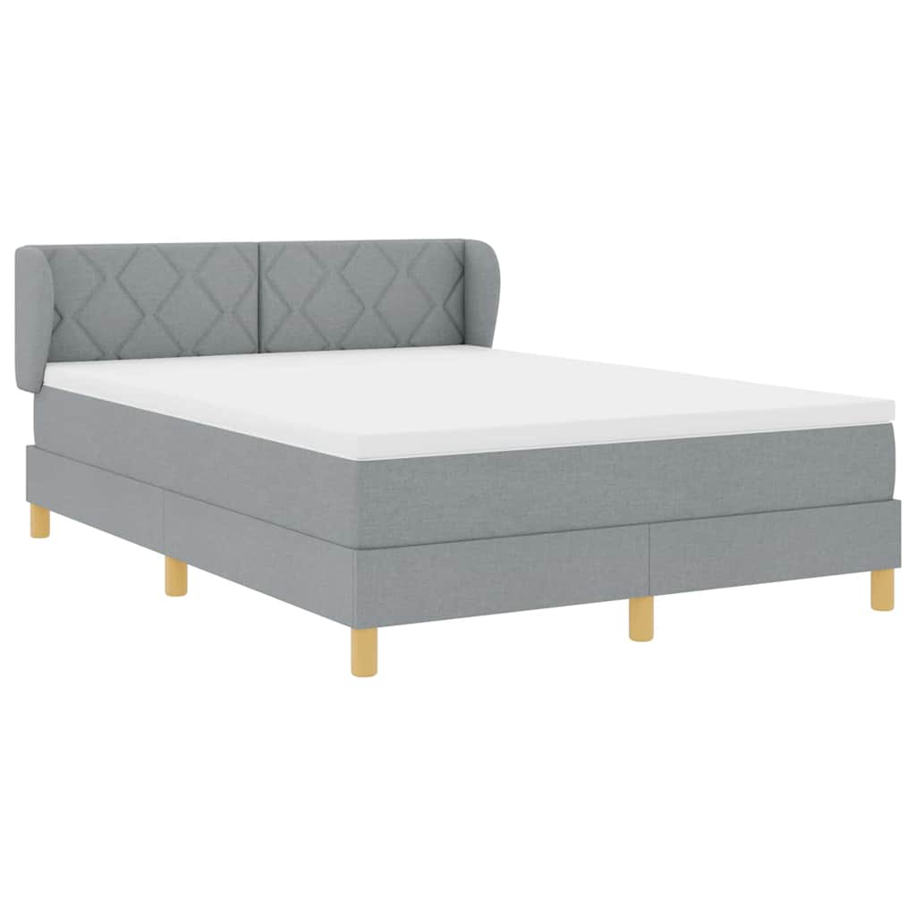 Lit à Ressorts avec Matelas Crème 90x200 cm Tissu Gris clair - XIOS