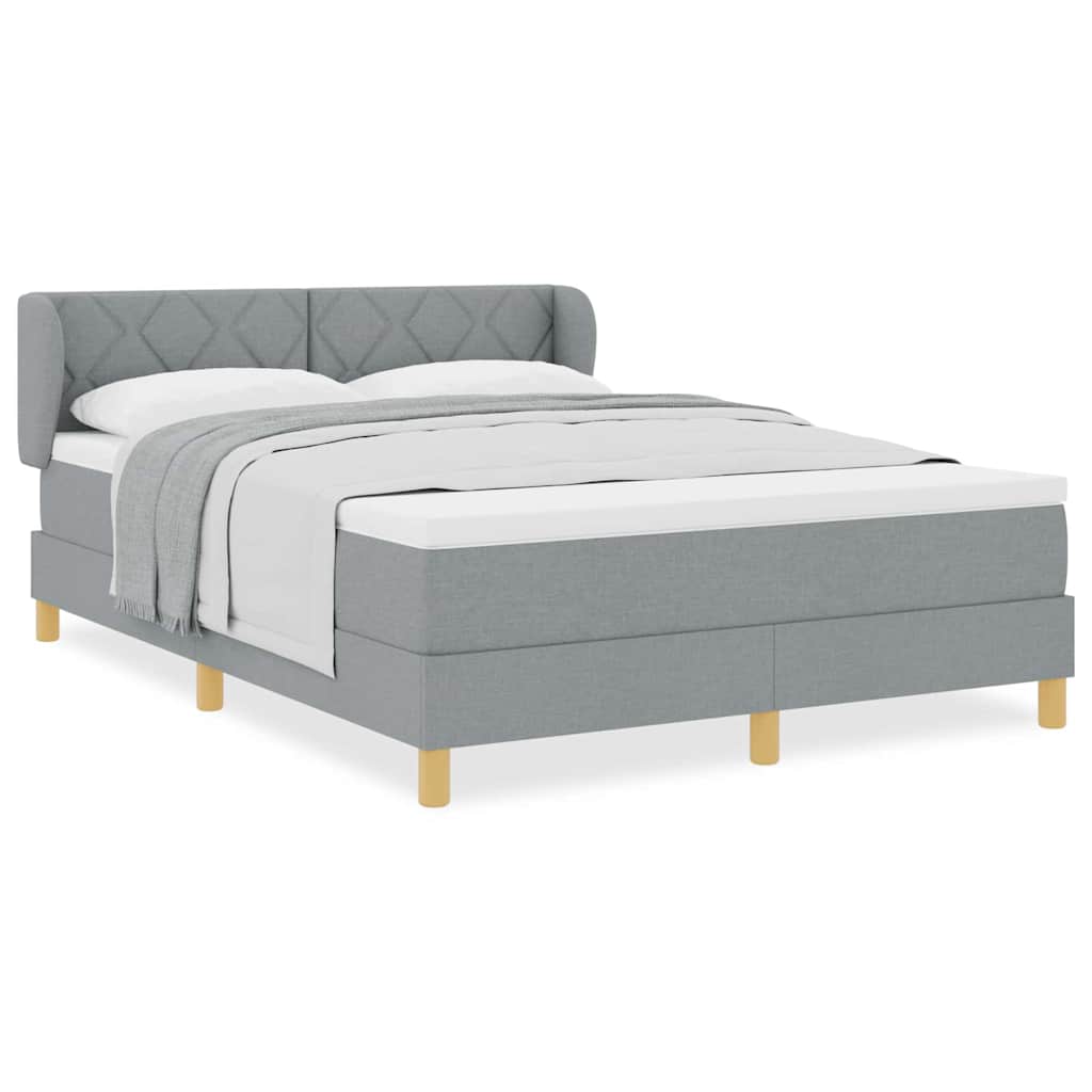 Lit à Ressorts avec Matelas Crème 90x200 cm Tissu Gris clair - XIOS