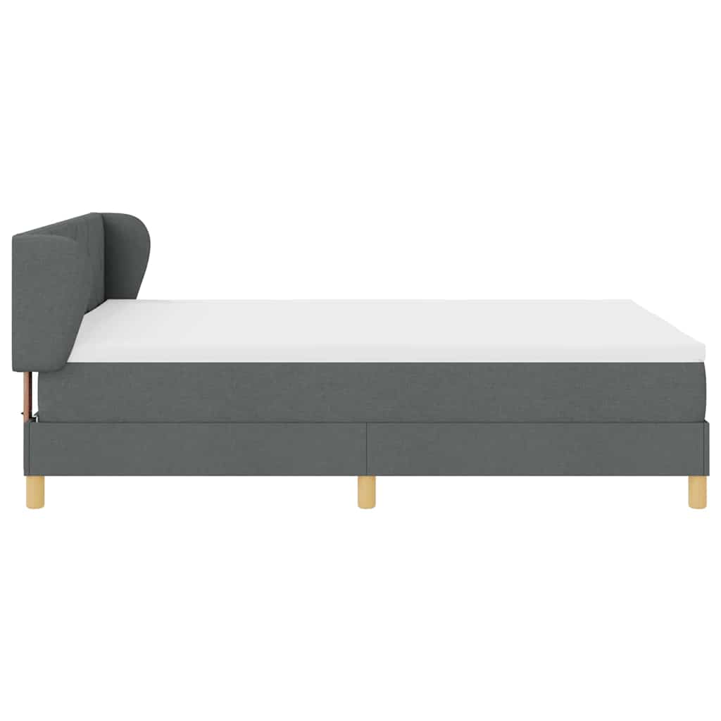 Lit à ressorts avec tête de lit Gris foncé 140 x 200 cm tissu