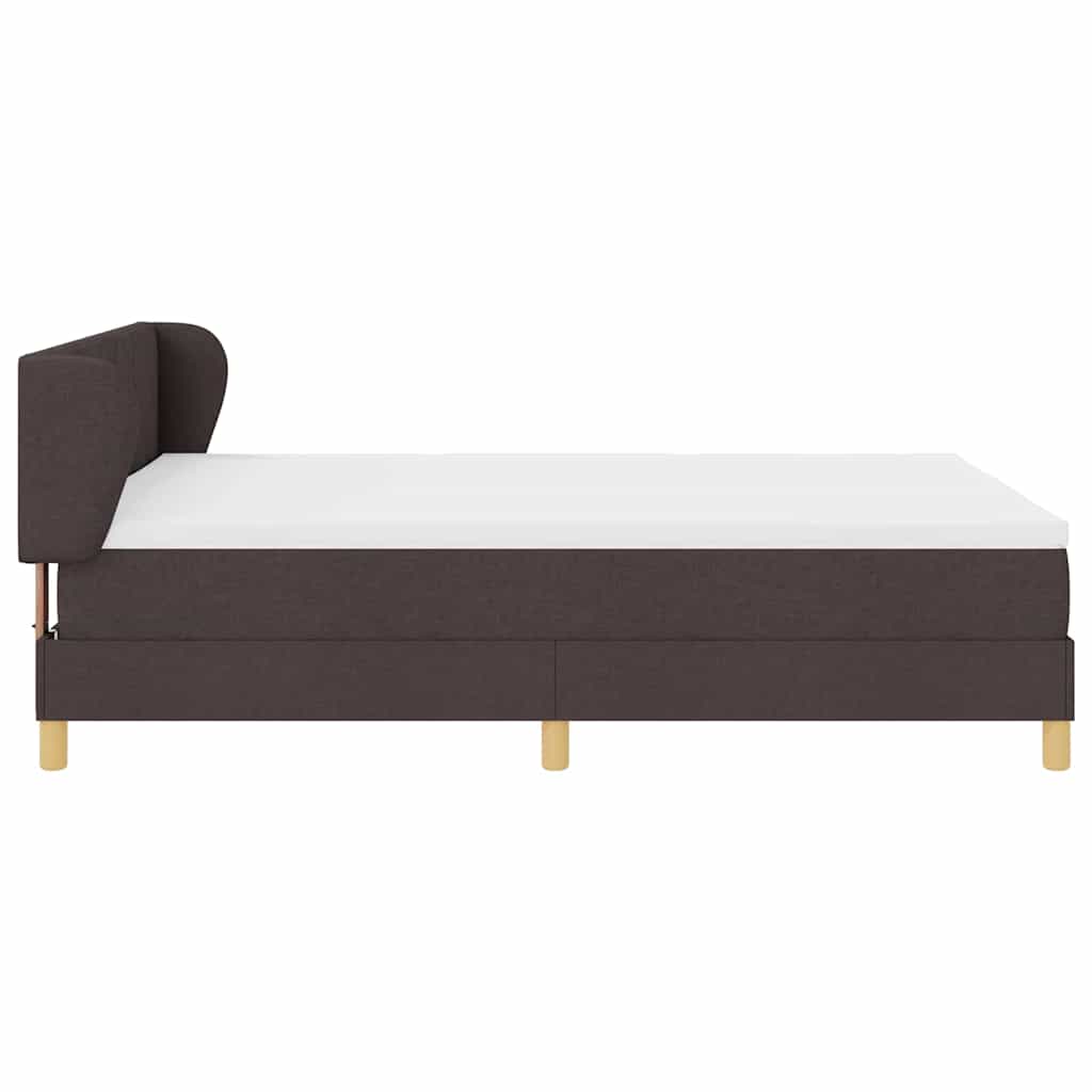 Lit à ressorts avec tête de lit Marron foncé 140 x 200 cm tissu