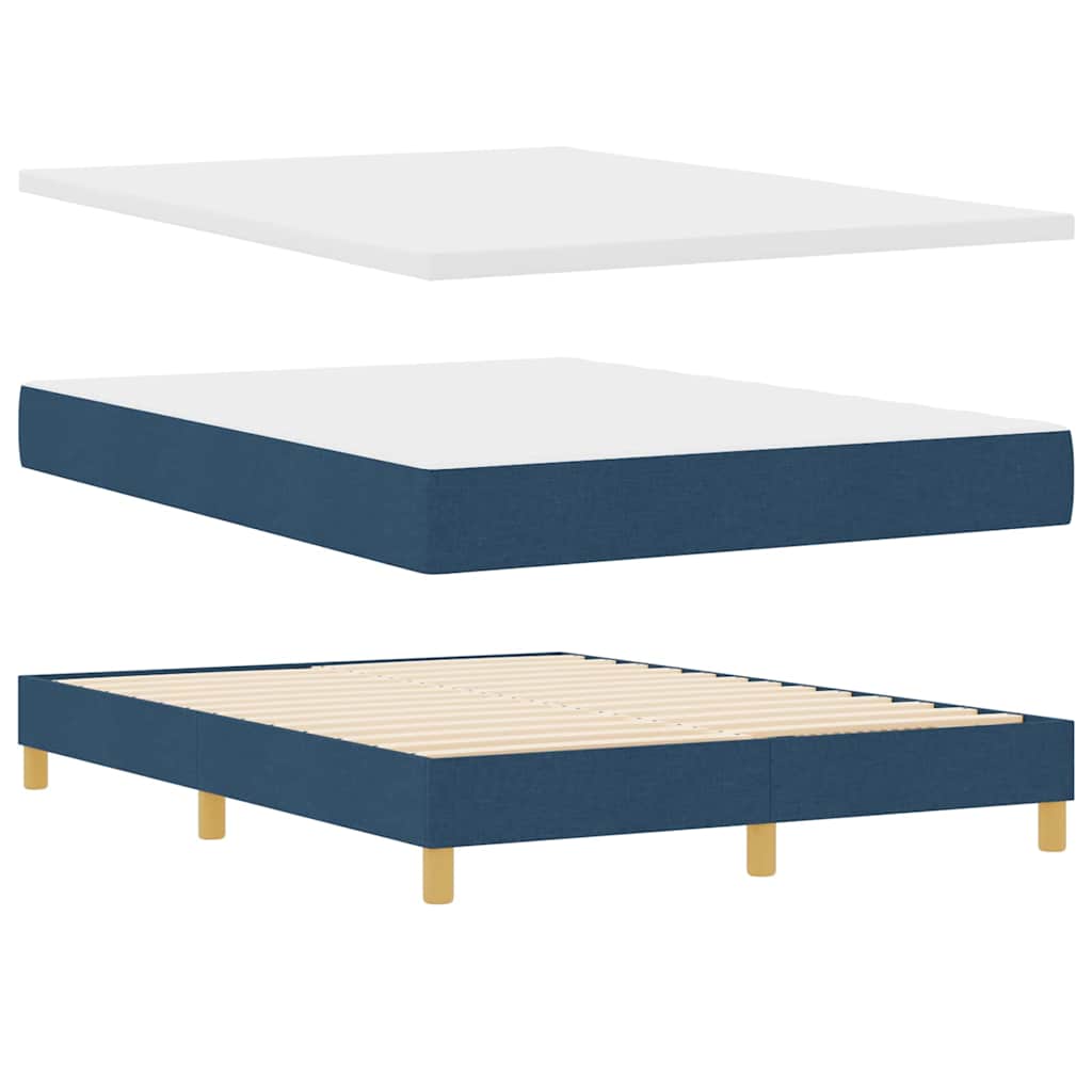 Lit à Ressorts avec Matelas Crème 90x200 cm Tissu Bleu - XIOS