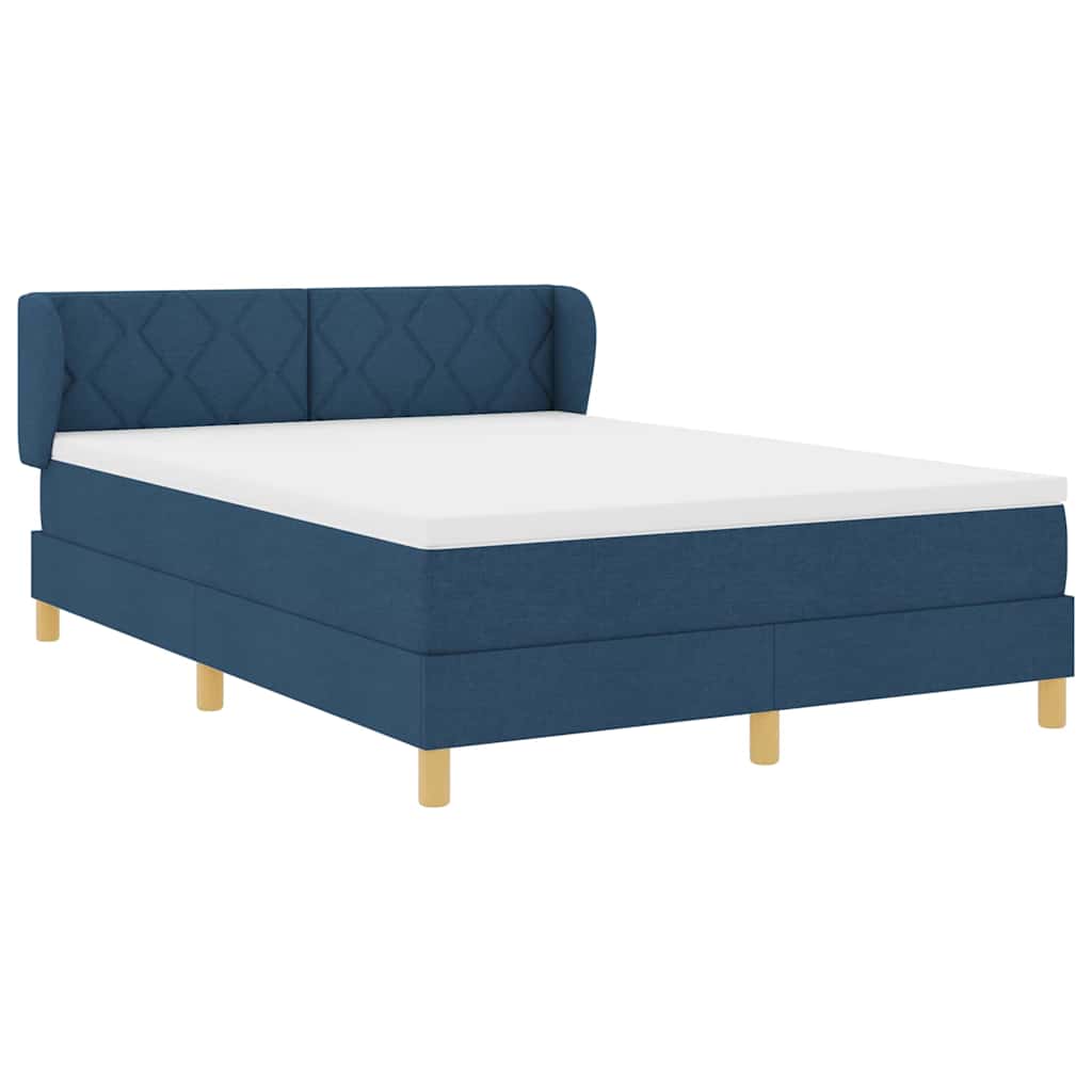 Lit à Ressorts avec Matelas Crème 90x200 cm Tissu Bleu - XIOS