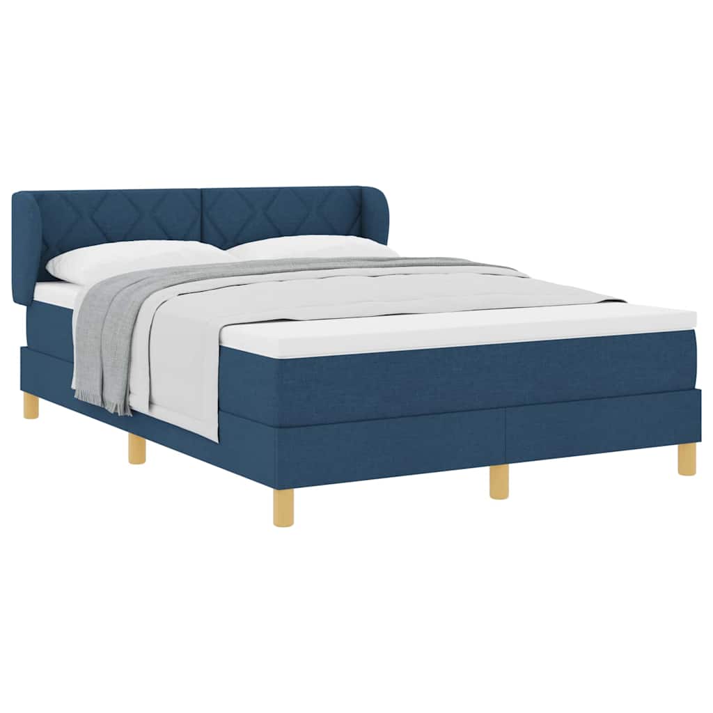 Lit à Ressorts avec Matelas Crème 90x200 cm Tissu Bleu - XIOS