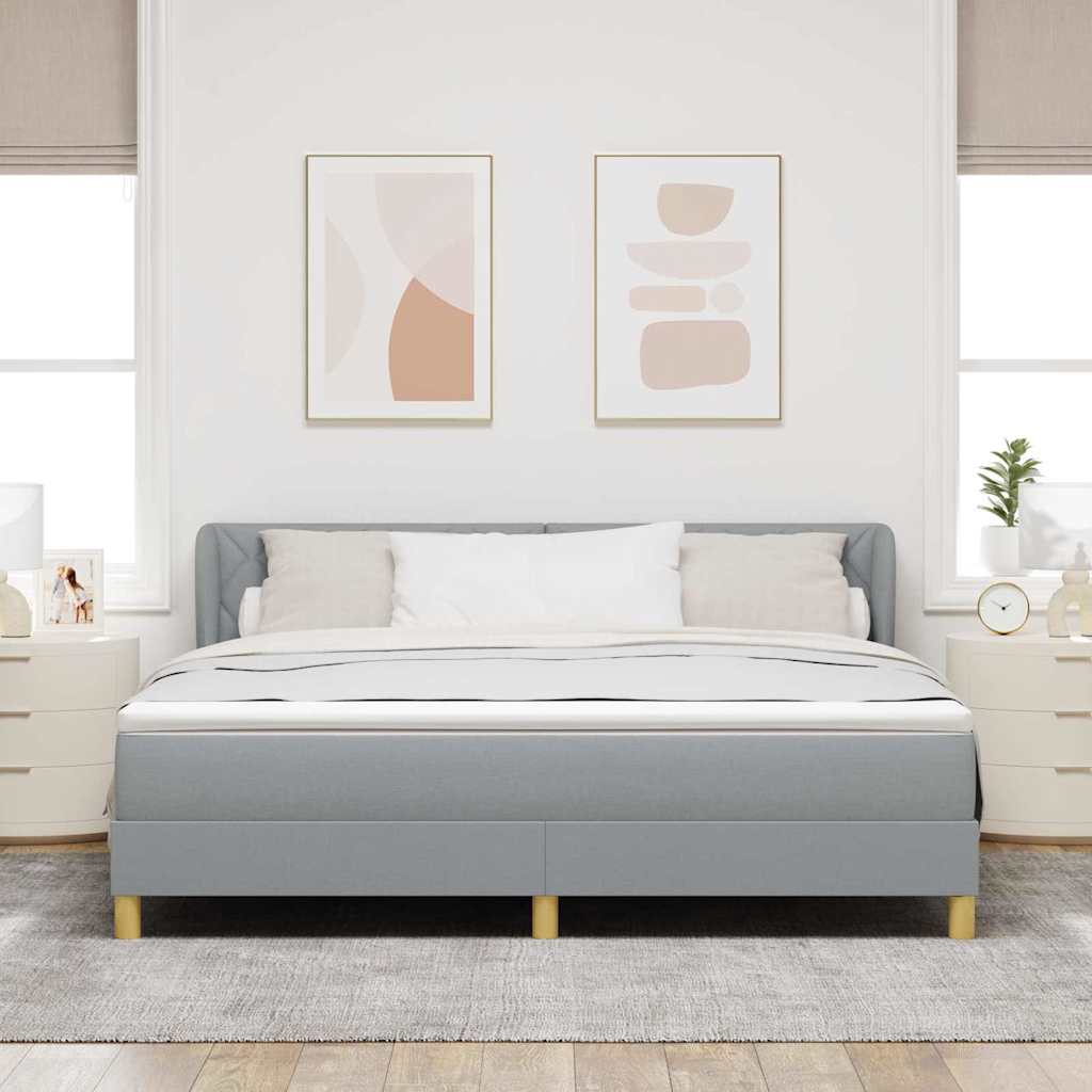 Lit à ressorts avec tête de lit Gris clair 180 x 200 cm tissu