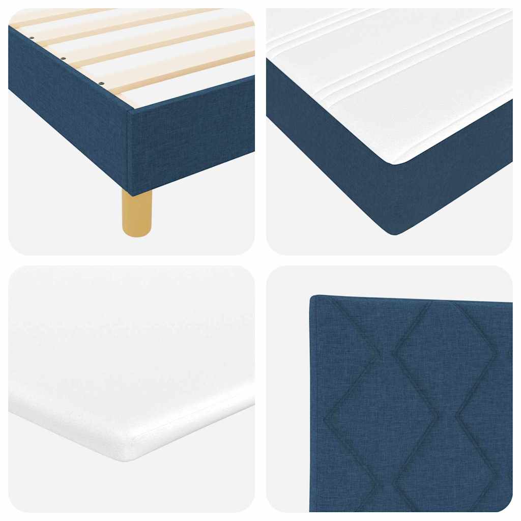 Lit à Ressorts avec Matelas Crème 90x200 cm Tissu Bleu - XIOS