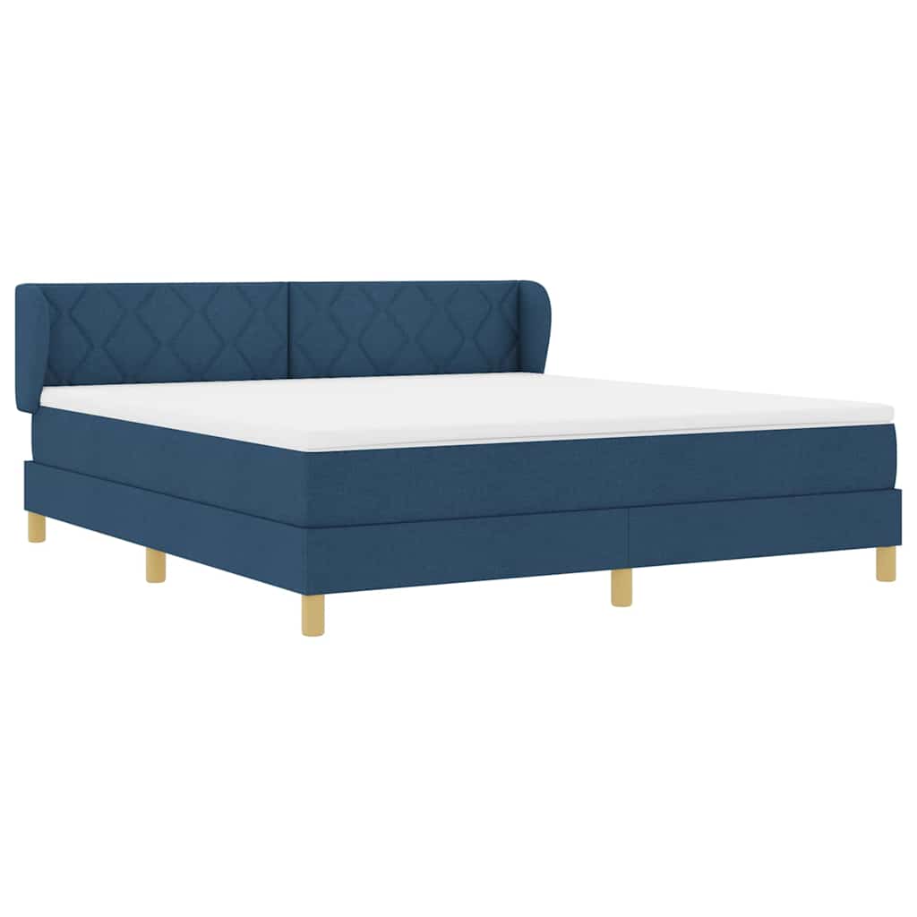 Lit à Ressorts avec Matelas Crème 90x200 cm Tissu Bleu - XIOS