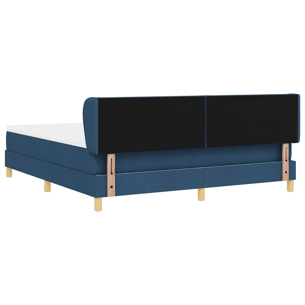 Lit à Ressorts avec Matelas Crème 90x200 cm Tissu Bleu - XIOS