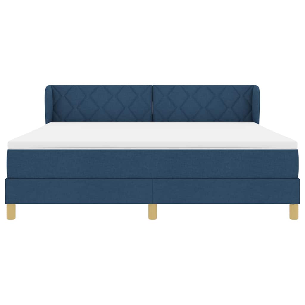 Lit à Ressorts avec Matelas Crème 90x200 cm Tissu Bleu - XIOS