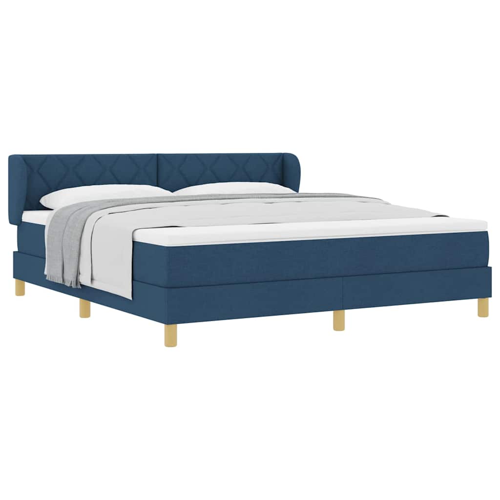 Lit à Ressorts avec Matelas Crème 90x200 cm Tissu Bleu - XIOS