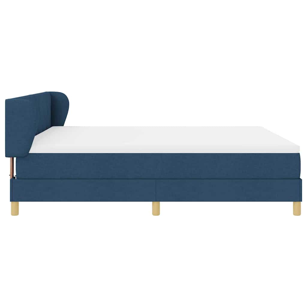 Lit à Ressorts avec Matelas Crème 90x200 cm Tissu Bleu - XIOS