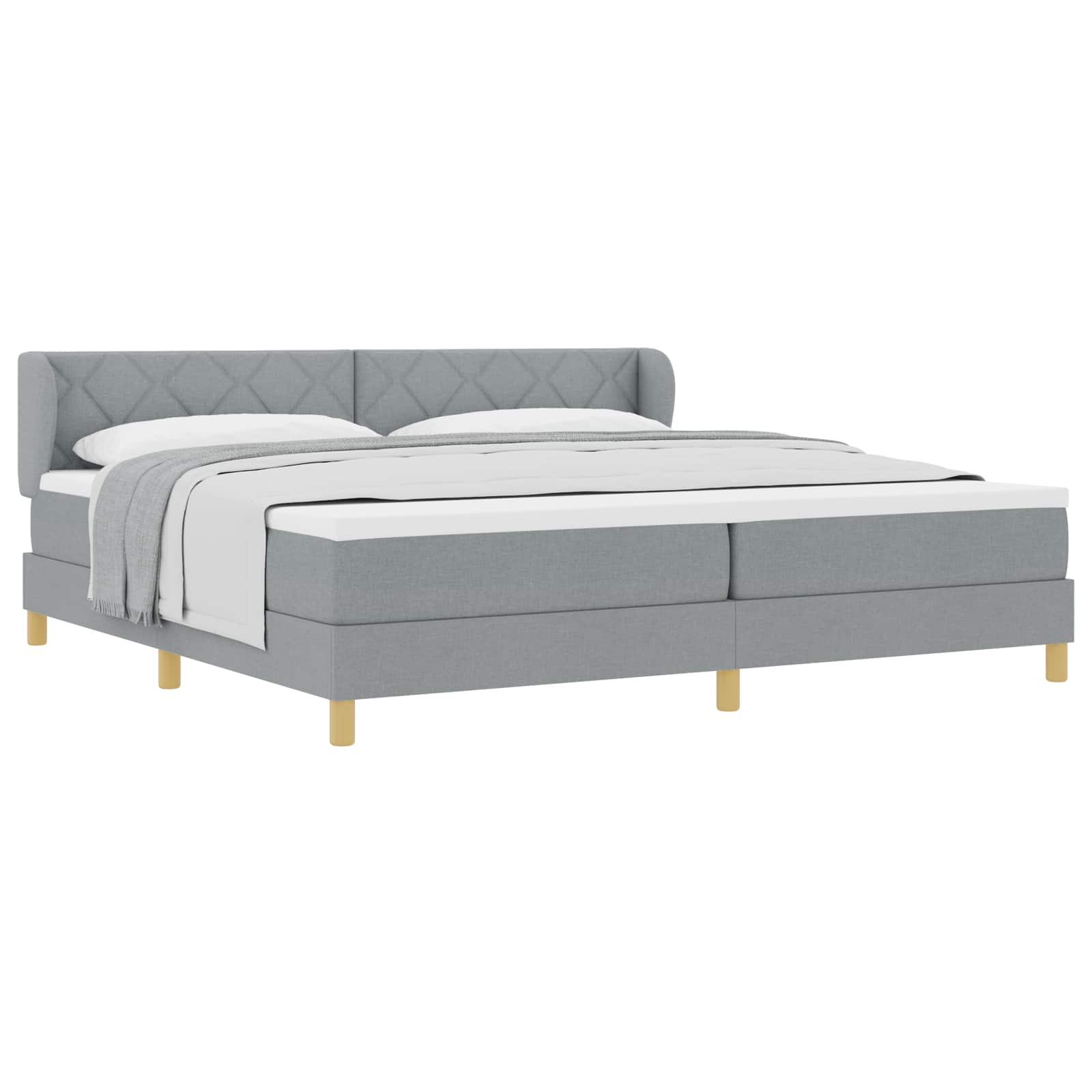 Lit à ressorts avec matelas Gris clair 200 x 200 cm tissu - XIOS