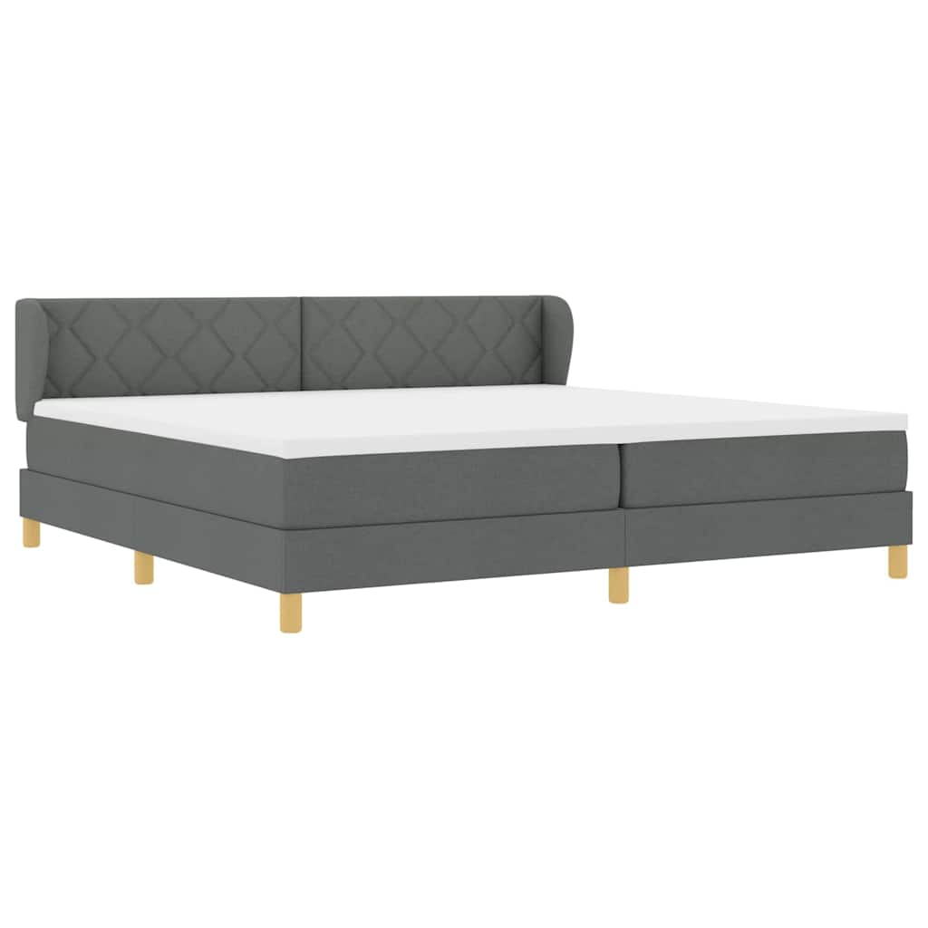 Lit à Ressorts avec Matelas Crème 90x200 cm Tissu Gris foncé