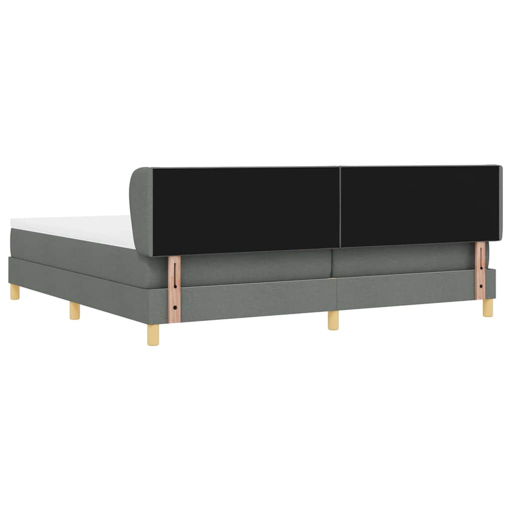 Lit à Ressorts avec Matelas Crème 90x200 cm Tissu Gris foncé