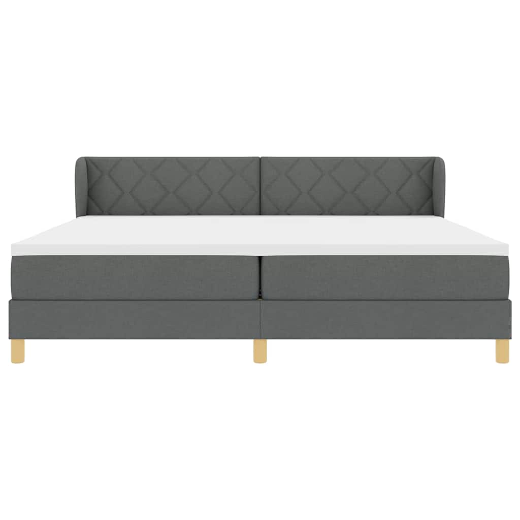 Lit à Ressorts avec Matelas Crème 90x200 cm Tissu Gris foncé