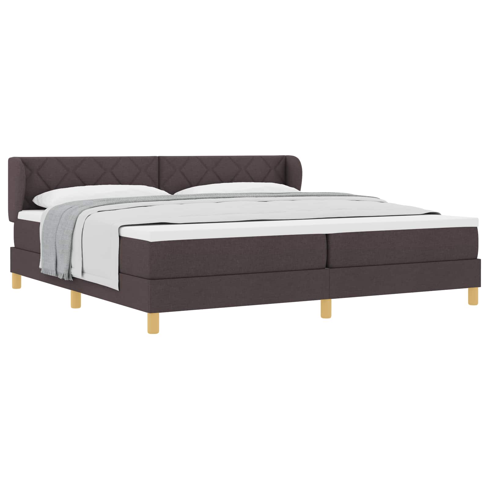 Lit à ressorts avec matelas Marron foncé 200 x 200 cm tissu - XIOS