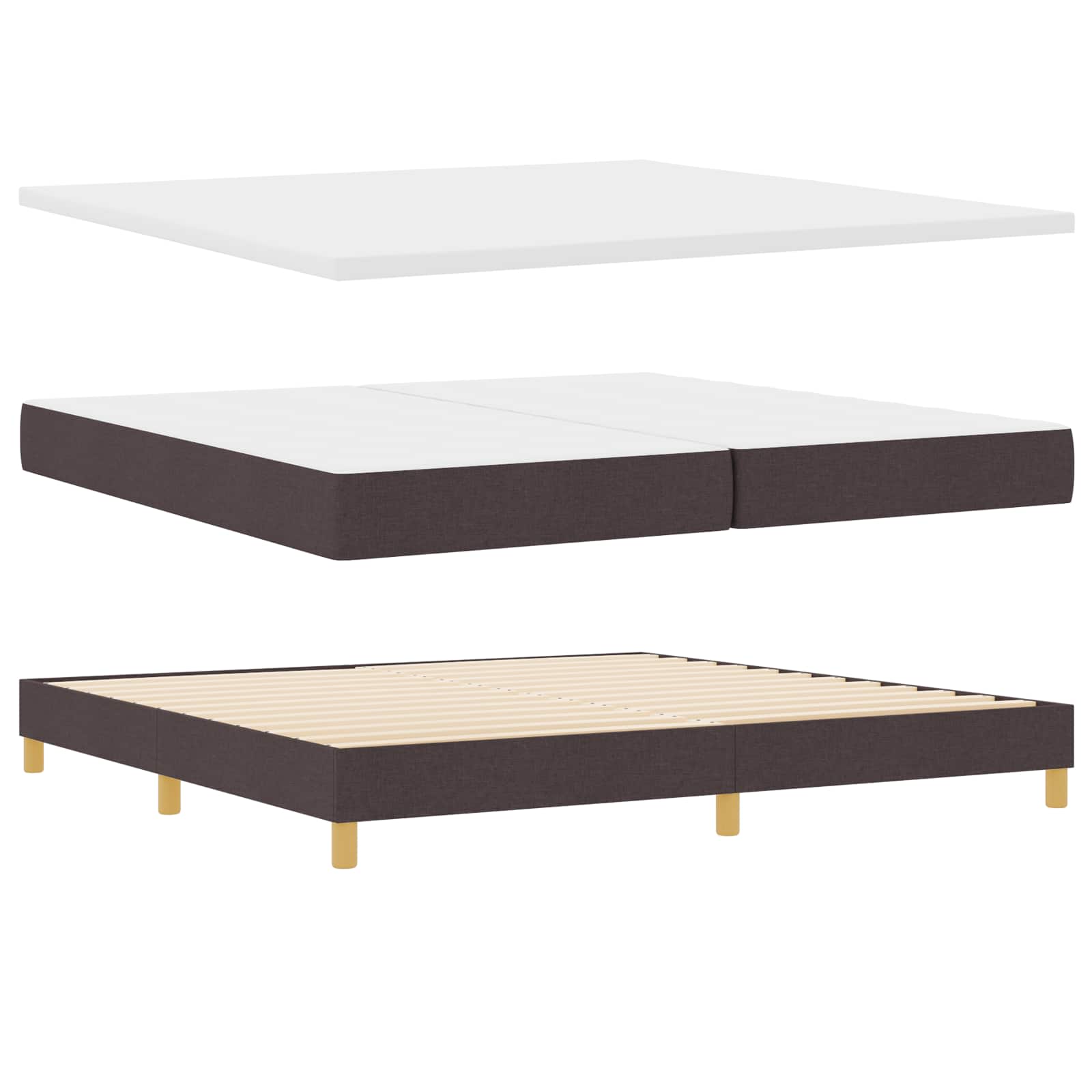 Lit à ressorts avec matelas Marron foncé 200 x 200 cm tissu - XIOS