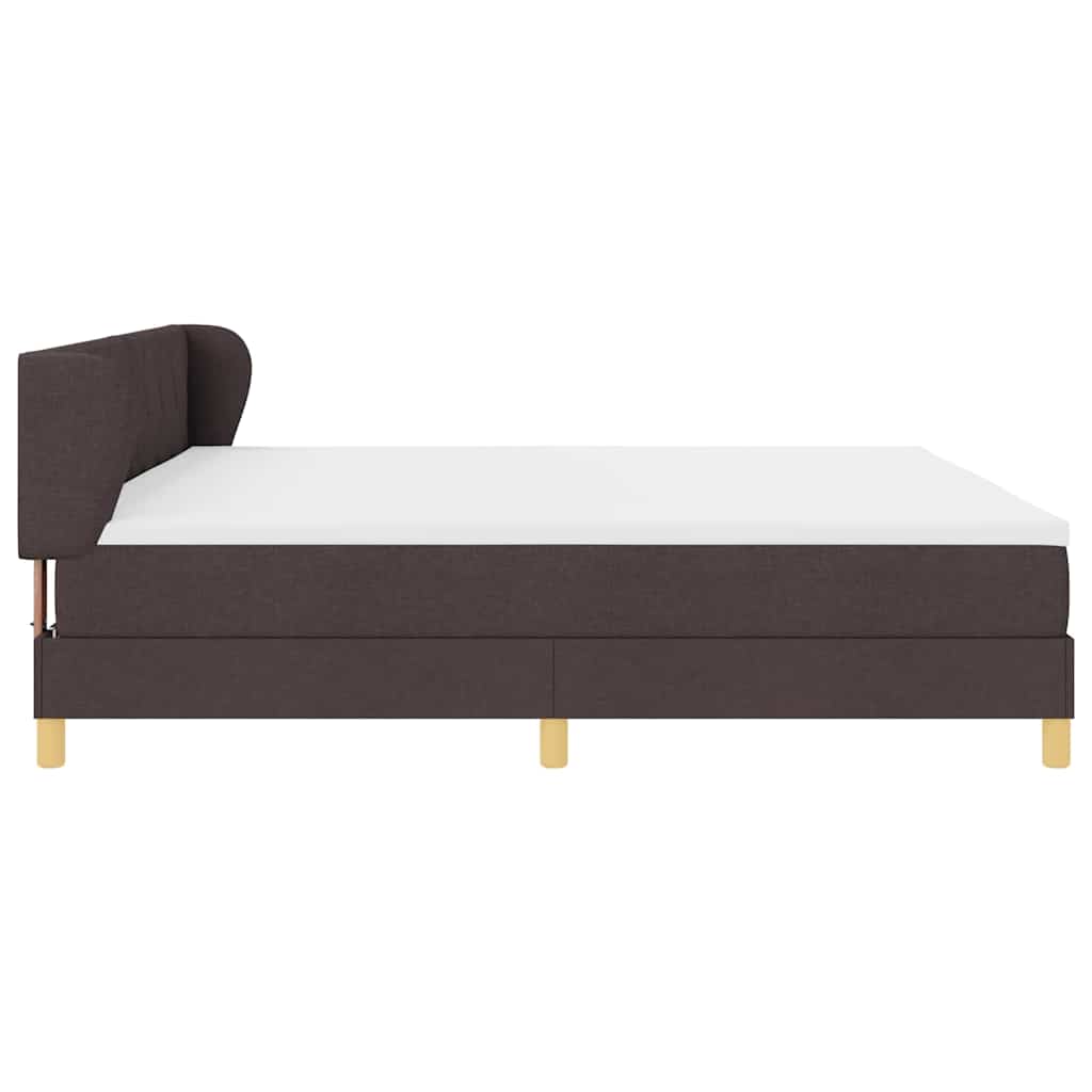 Lit à Ressorts avec Matelas Crème 90x200 cm Tissu Marron foncé - XIOS