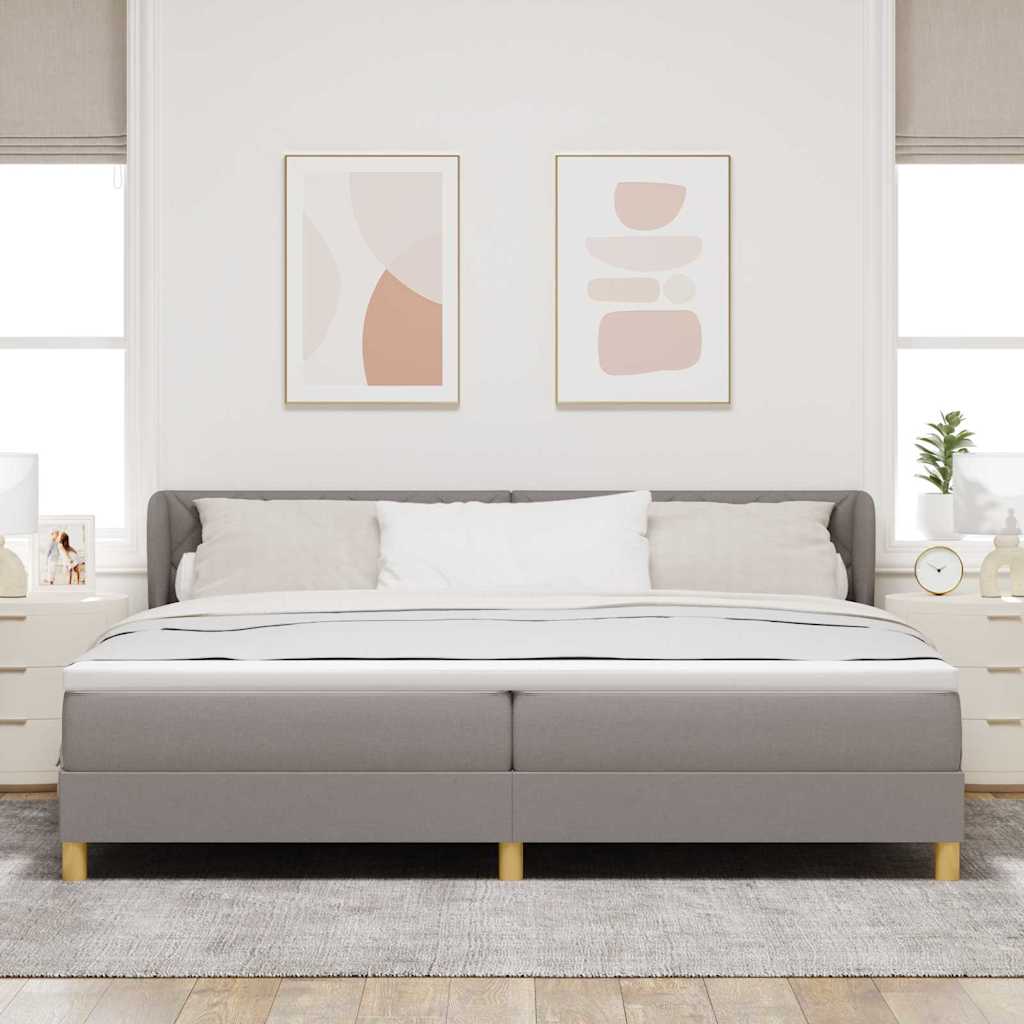 Lit à Ressorts avec Matelas Crème 90x200 cm Tissu Taupe - XIOS