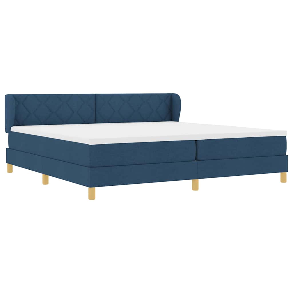 Lit à Ressorts avec Matelas Crème 90x200 cm Tissu Bleu - XIOS