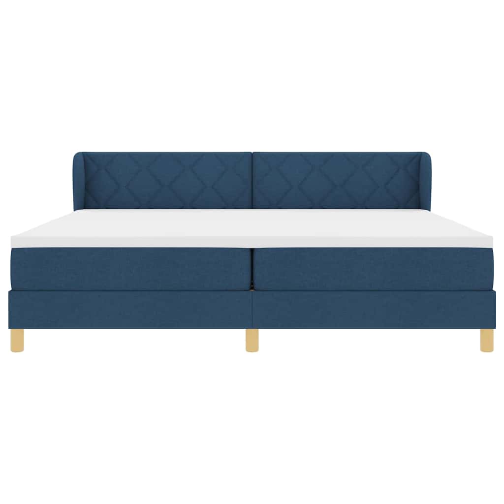 Lit à Ressorts avec Matelas Crème 90x200 cm Tissu Bleu - XIOS