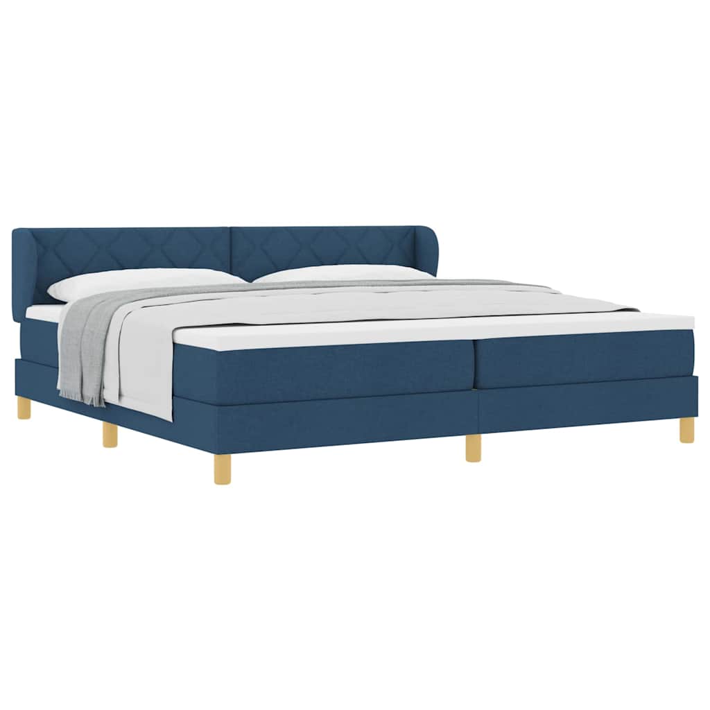 Lit à Ressorts avec Matelas Crème 90x200 cm Tissu Bleu - XIOS