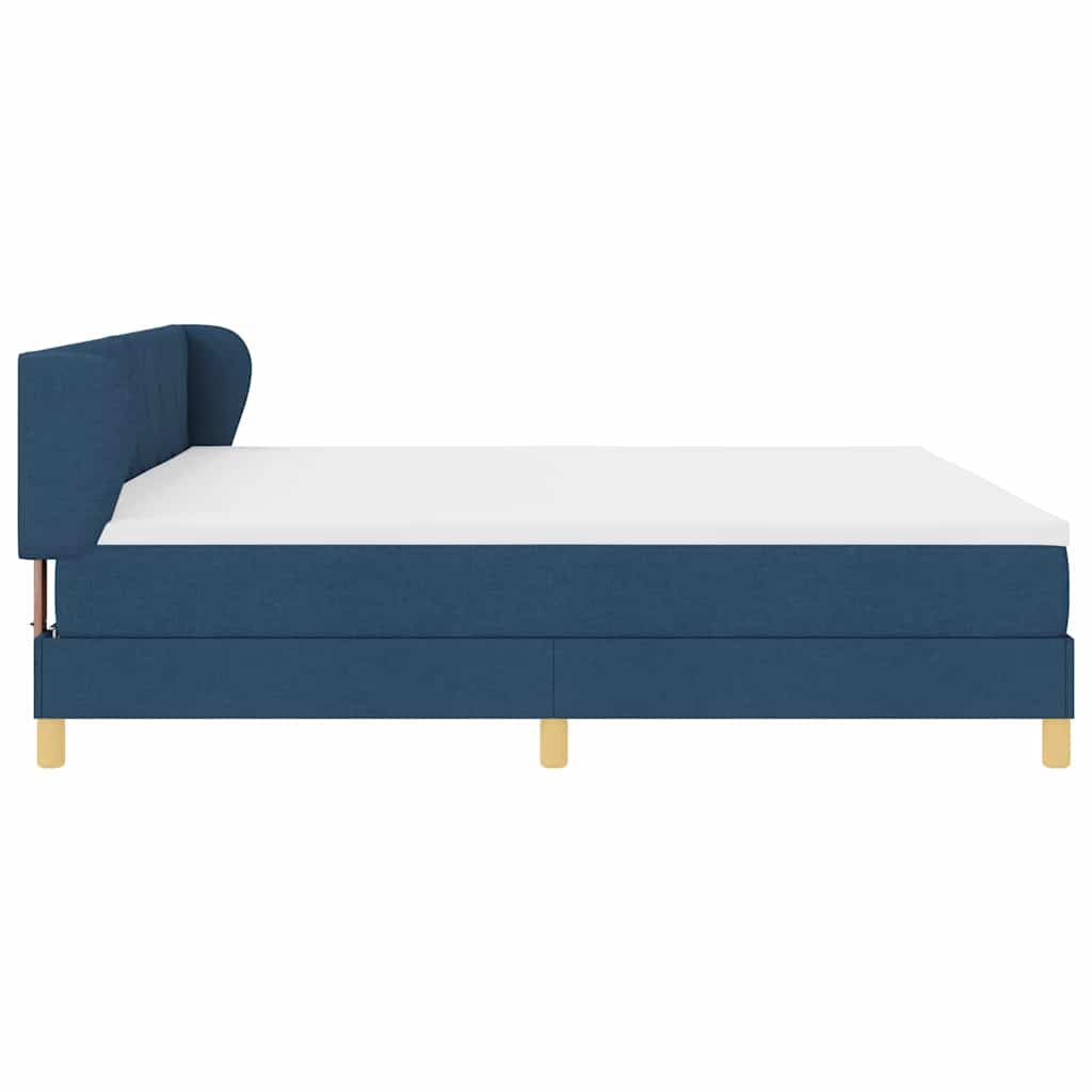Lit à Ressorts avec Matelas Crème 90x200 cm Tissu Bleu - XIOS