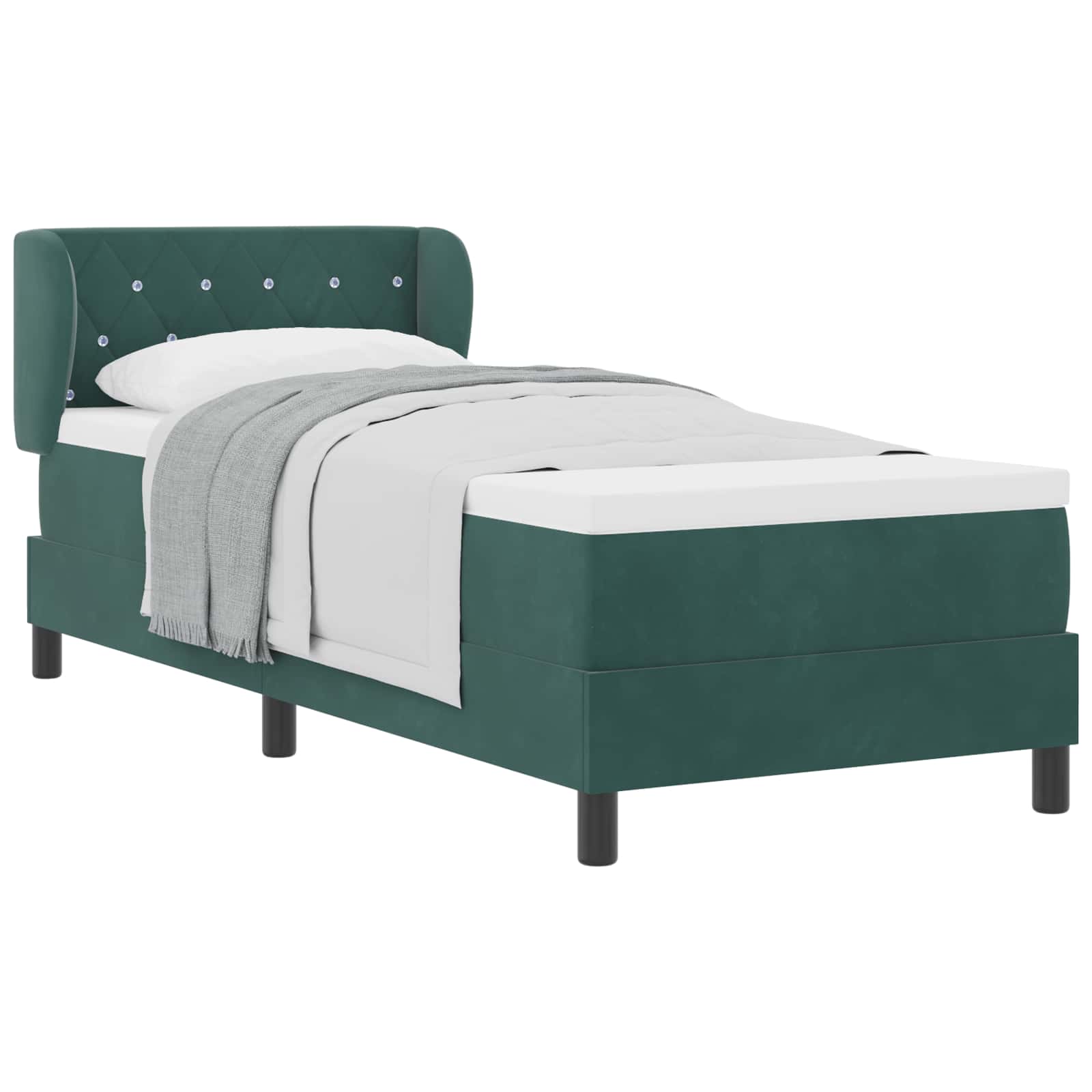 Lit à ressorts avec tête de lit Vert foncé 80 x 200 cm Velours - XIOS