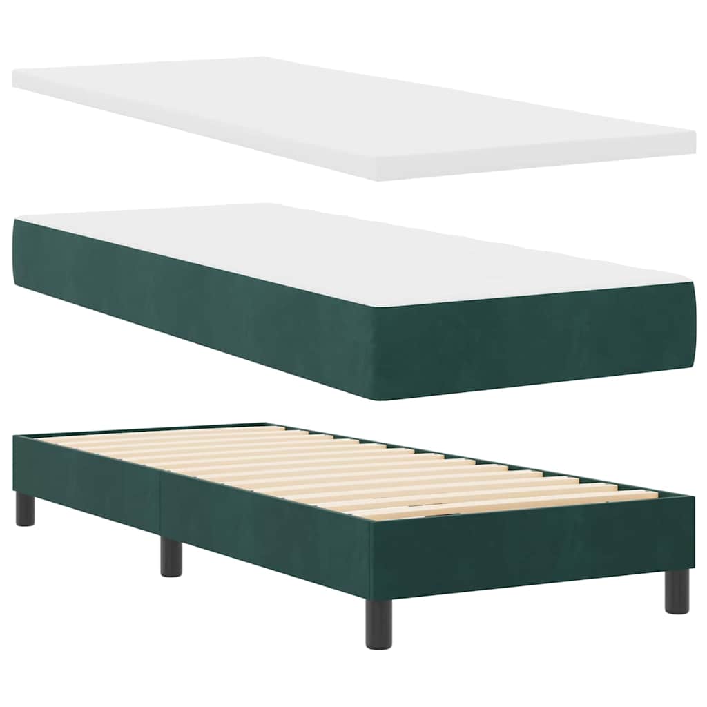 Lit à ressorts avec matelas gris foncé 80x200 cm en velours - XIOS