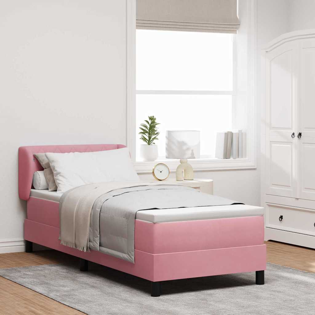 Lit à ressorts avec tête de lit Rose 80 x 200 cm Velours - XIOS
