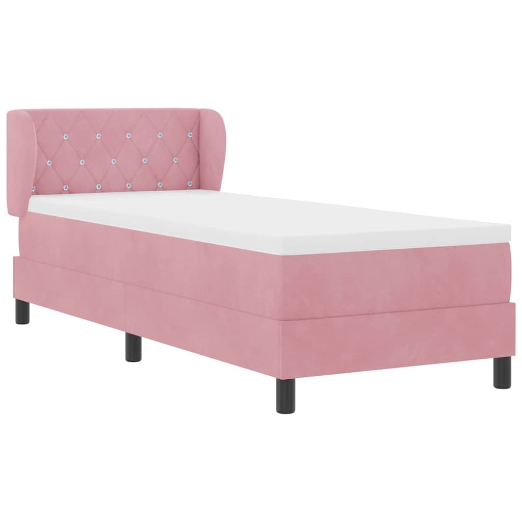 Lit à ressorts avec tête de lit Rose 80 x 200 cm Velours - XIOS
