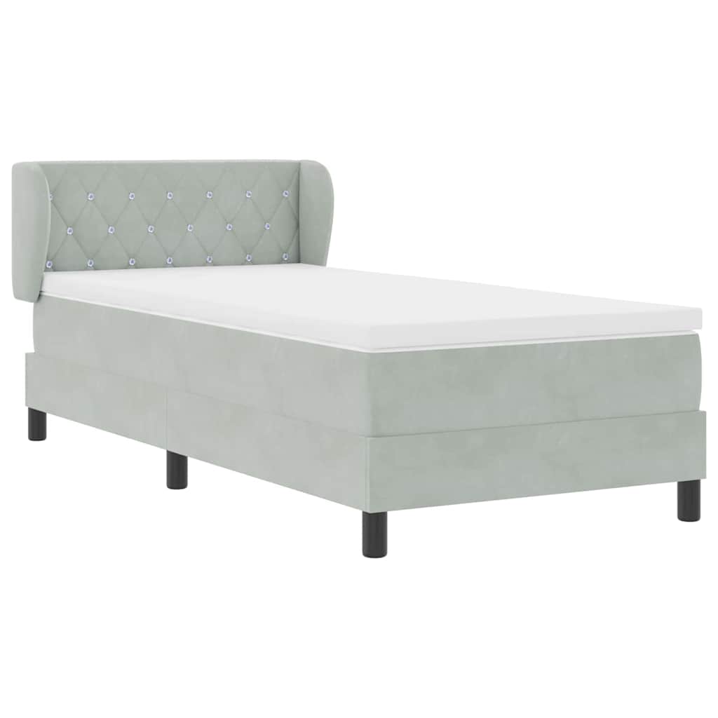 Lit à ressorts avec matelas gris foncé 80x200 cm en velours - XIOS