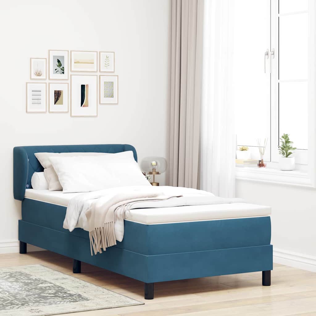 Lit à ressorts avec matelas Bleu foncé 100 x 200 cm Velours - XIOS