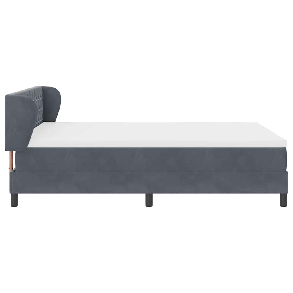 Lit à ressorts avec tête de lit Gris foncé 140 x 190 cm Velours