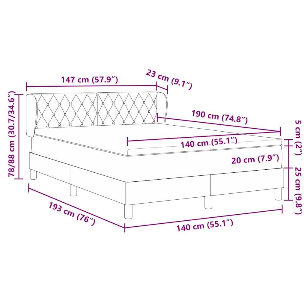 Lit à ressorts avec matelas gris foncé 80x200 cm en velours - XIOS