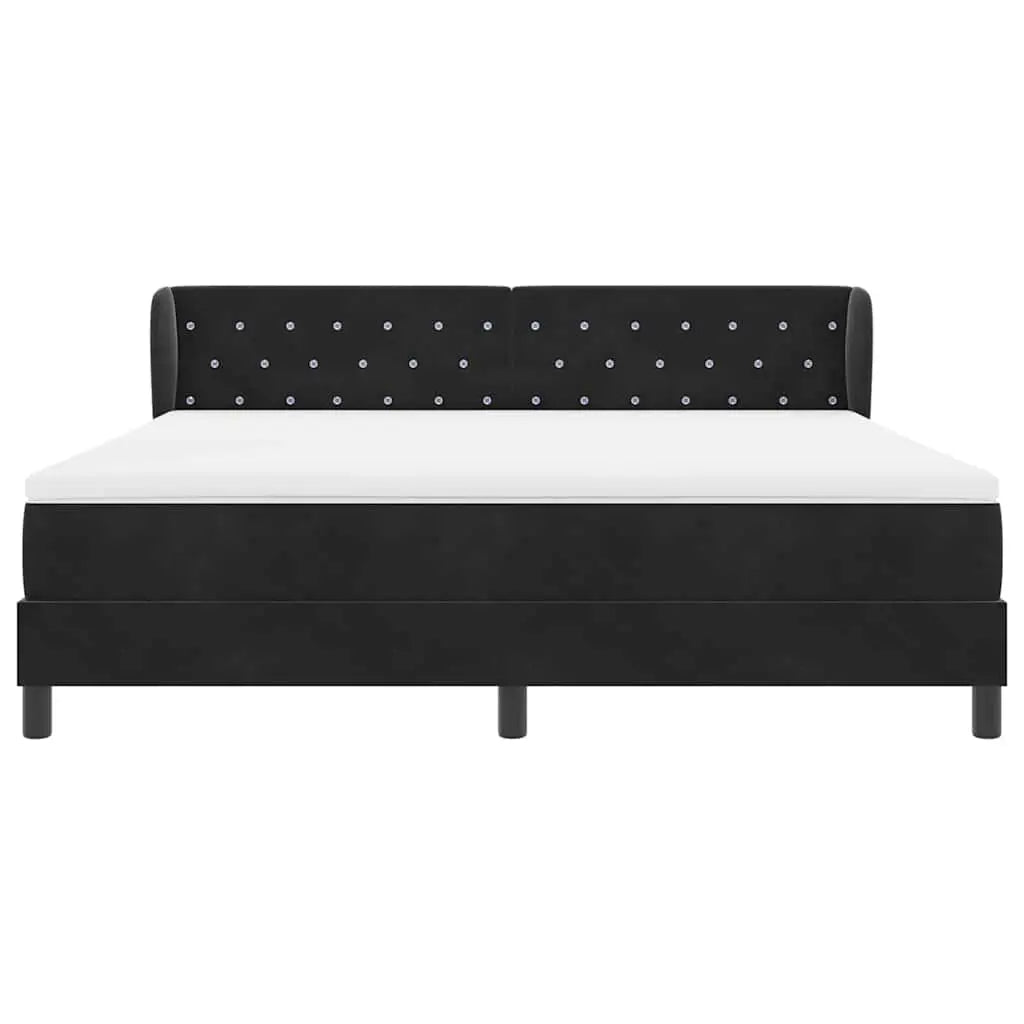 Lit à ressorts avec tête de lit Noir 180 x 200 cm Velours - XIOS