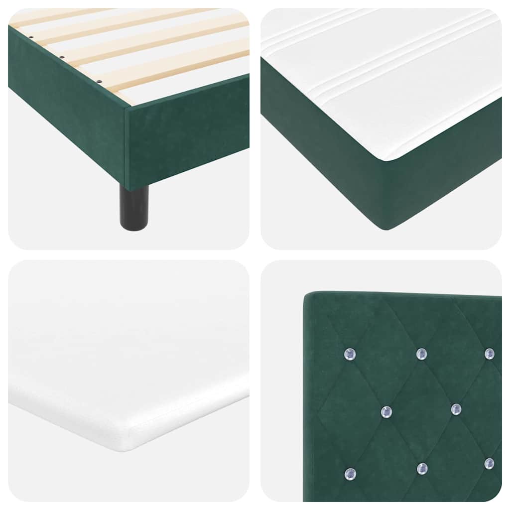 Lit à ressorts avec matelas gris foncé 80x200 cm en velours - XIOS