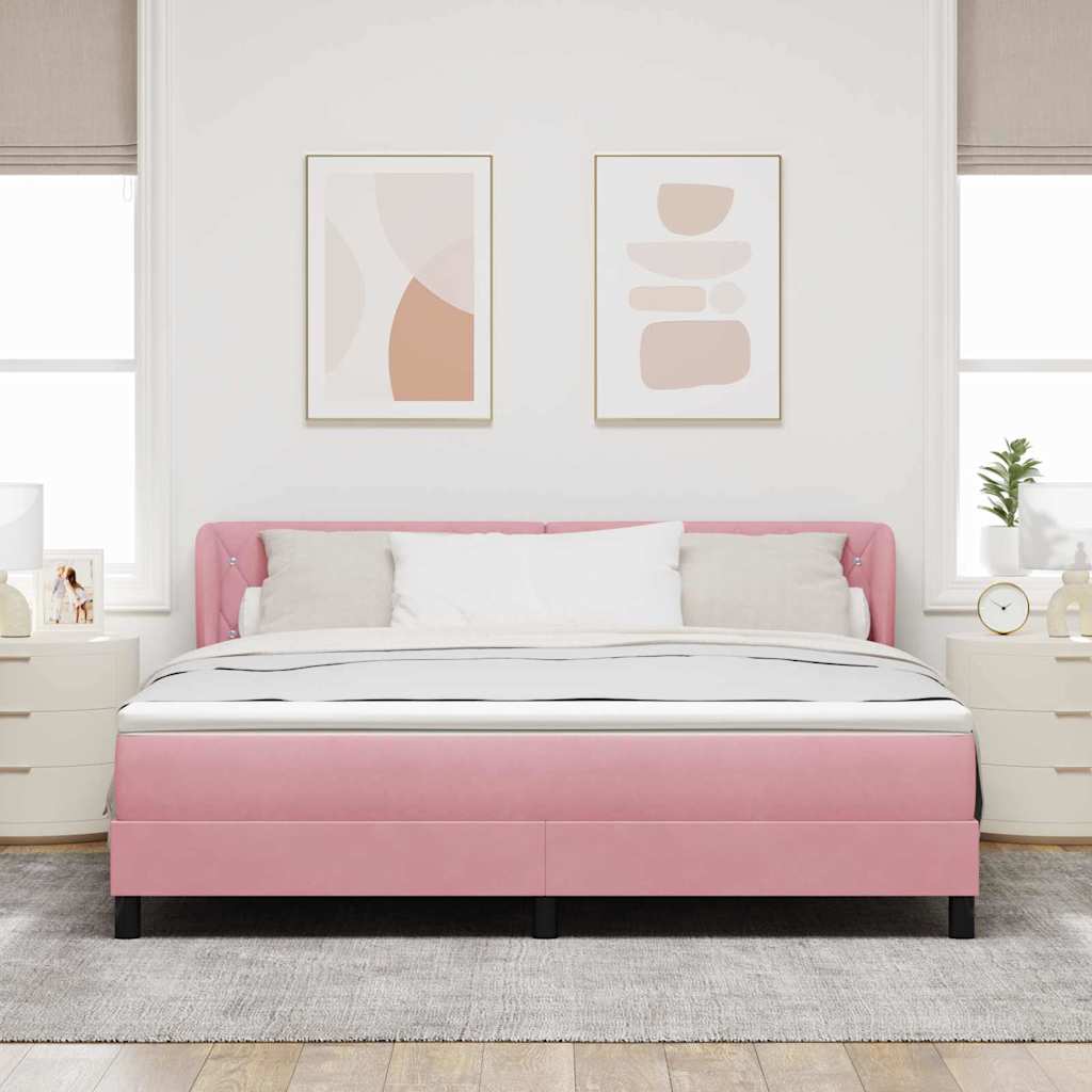 Lit à ressorts avec tête de lit Rose 180 x 200 cm Velours
