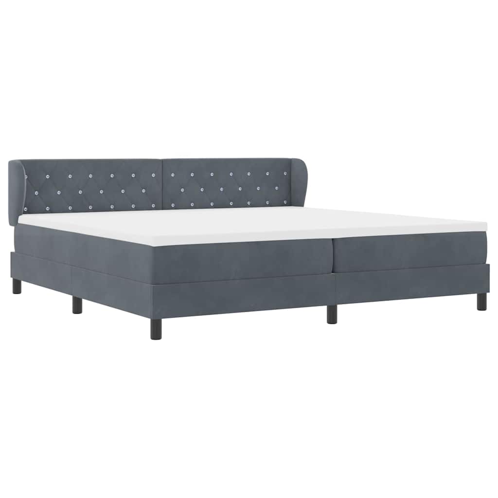 Lit à ressorts avec matelas gris foncé 80x200 cm en velours