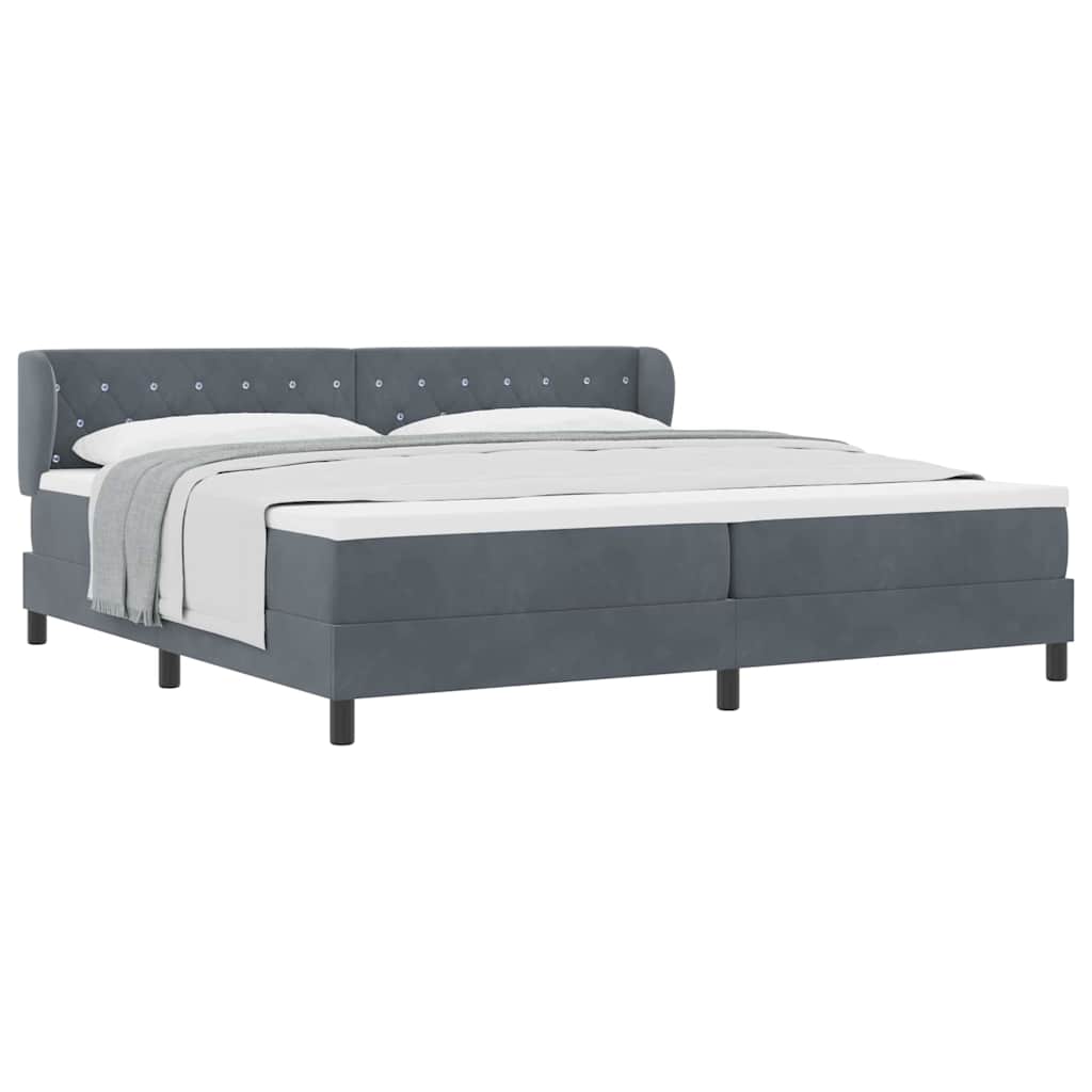 Lit à ressorts avec matelas gris foncé 80x200 cm en velours