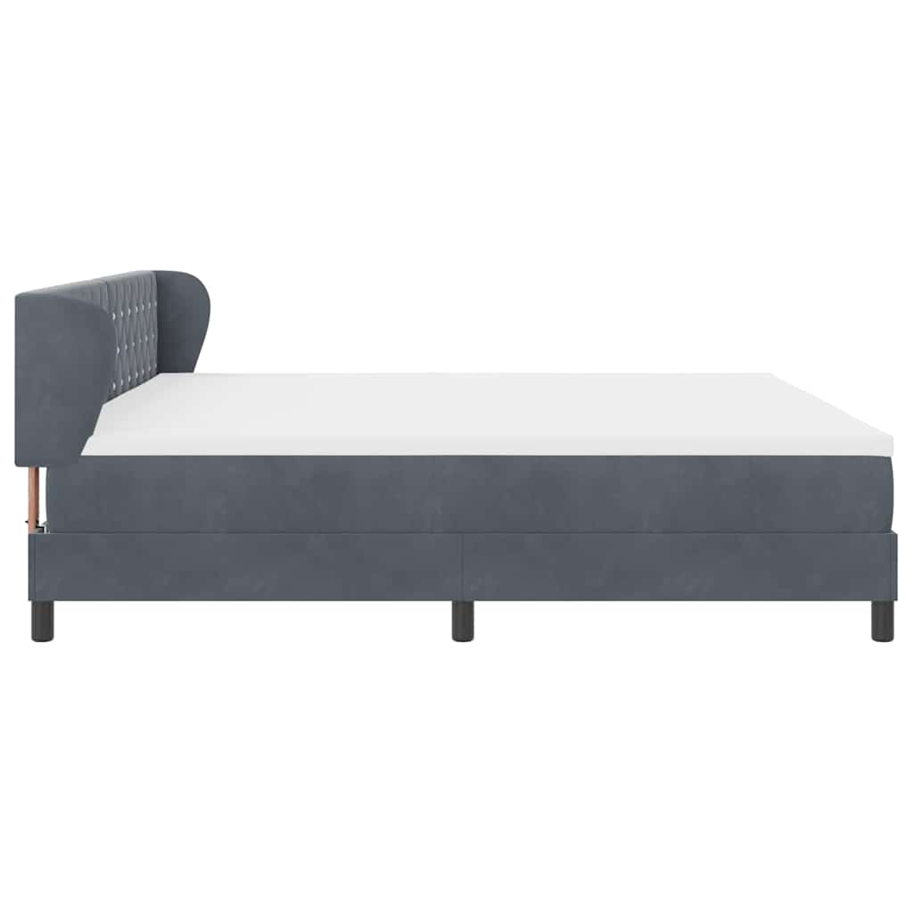 Lit à ressorts avec matelas gris foncé 80x200 cm en velours